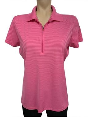 Lopez Women’s Pink Short-Sleeve Zip Polo Top Size M
